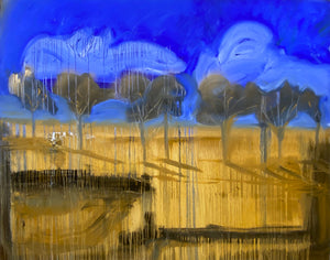 "MORNING RAIN" 36”x48” 2021 Oil on Canvas Art Painting Signed by Contemporary artist Shane Townley