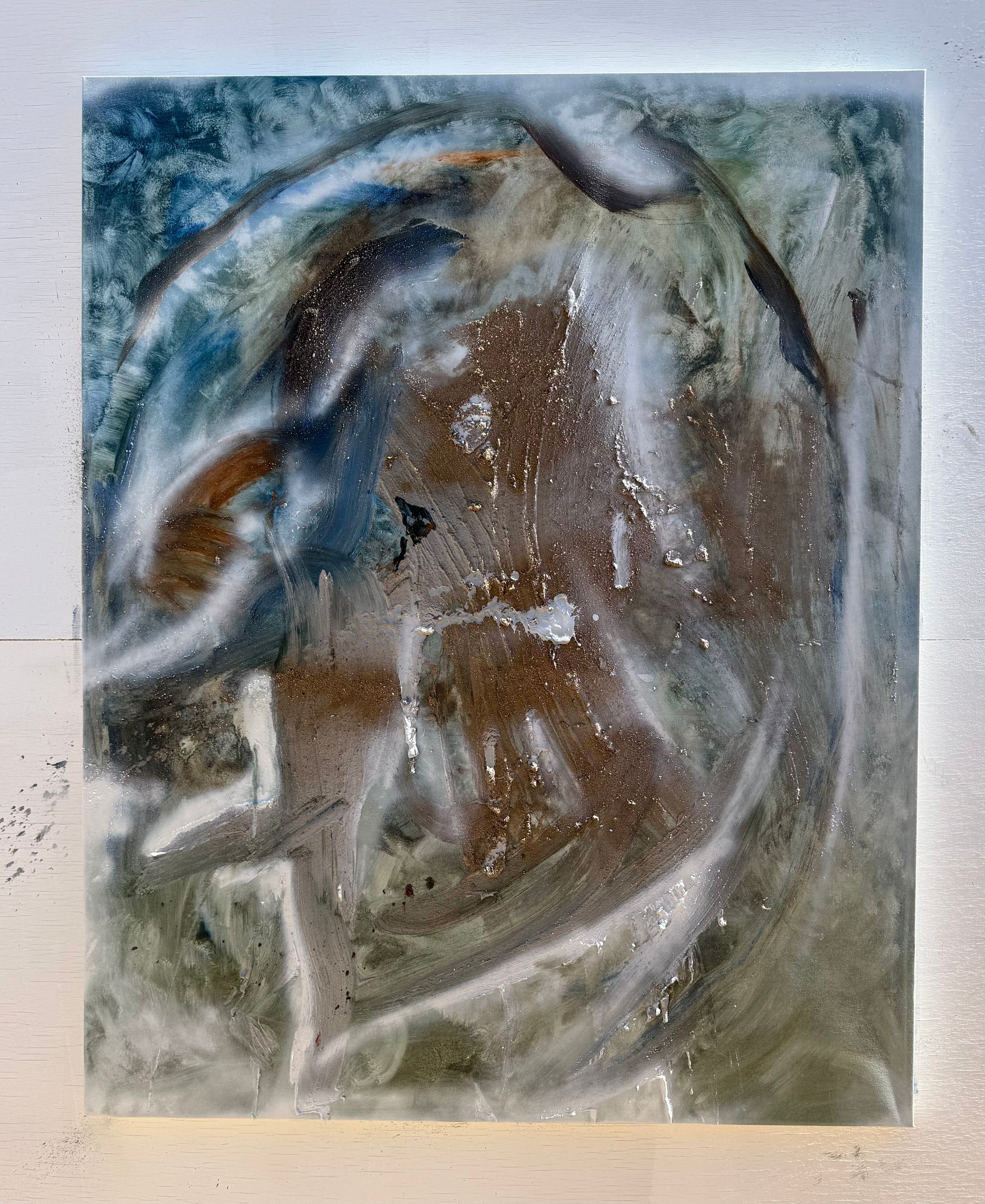 “Gold Sand of the Land” abstract contemporary mixed media by Shane Townley artist